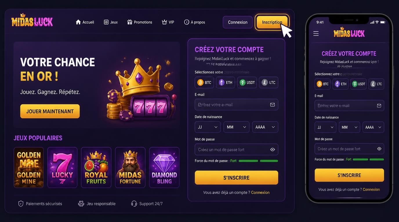 Interface d’inscription rapide en crypto-casino